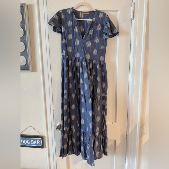 OLIPHANT Chatham Blue V-Neck Maxi Dress - Picture 5 of 7